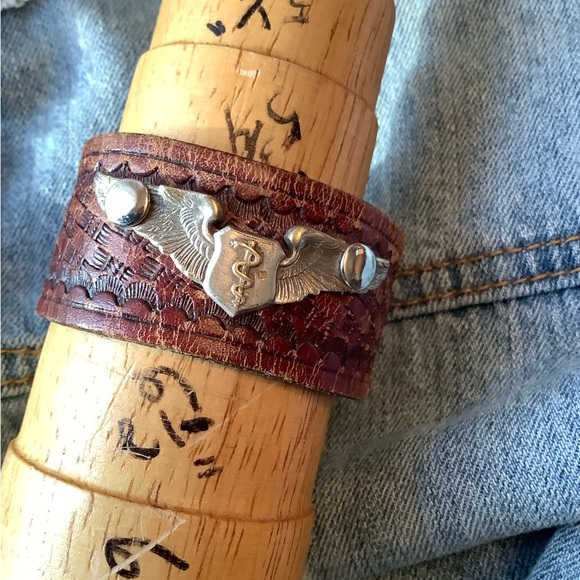 Leather cuff, medical theme - Picture 7 of 7